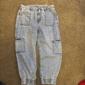 Trendy Light Blue Cargo Joggers
